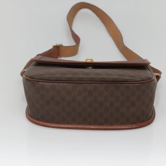 CELINE Macadam Canvas Shoulder Bag PVC Leather Brown Gold Auth - Picture 10 of 16